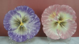 Set Of Two Fitz & Floyd Halcyon Pansy Snack Plates