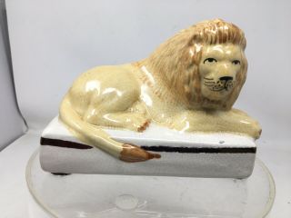 Staffordshire Recumbent Lion Figure Figurine England Porcelain