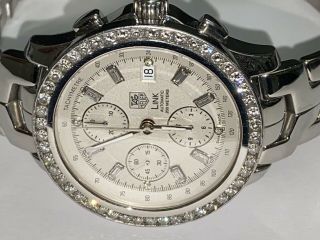 Mens Tag Heuer Link Chronograph Stainless Steel Automatic Diamond Watch