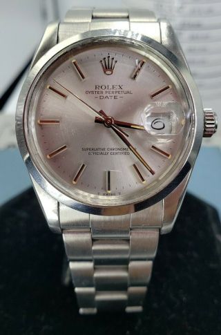 Mens Rolex Date Stainless Steel Watch Quickset Silver Dial Ref:15000