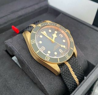 Pristine Tudor Black Bay Heritage Bronze Slate 43mm Dive Leather Watch 79250 Ba