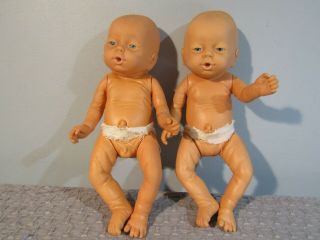 13” Vintage Boy And Girl Dolls Anatomically Correct Twins Pacifiers
