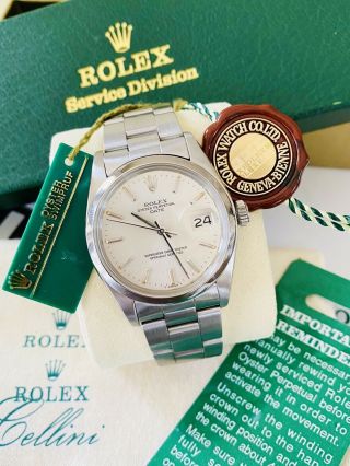 Men’s Stainless Steel Rolex Date Ref.  1500 White Dial Oyster Bracelet Serviced
