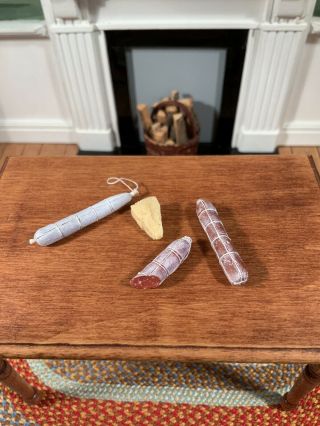 Dollhouse Miniature Artisan Made Hanging Meat And Cheese Assortment