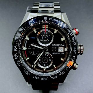 Tag Heuer 01 Carrera Chronograph Automatic Black Dial Watch Car201w.  Ba0714
