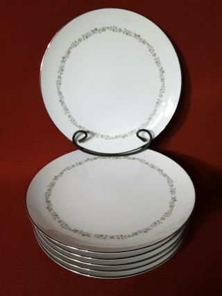 Kenmark Fine China Dinner Plate Meadow Brook Pattern 6893 10.  5 " D White Set Of 8