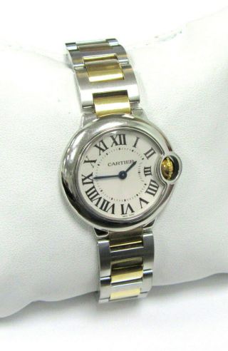 Ladies Cartier Ballon Bleu Steel & 18k Gold Quartz Watch - 3009 - Fits 7 " Wrist