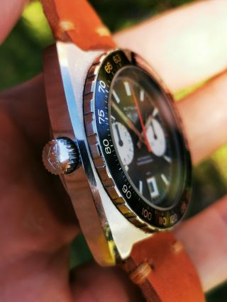 Heuer Autavia 11630 Chronograph Vintage Cal 12 Diver Non V Swiss Mens Wristwatch 3