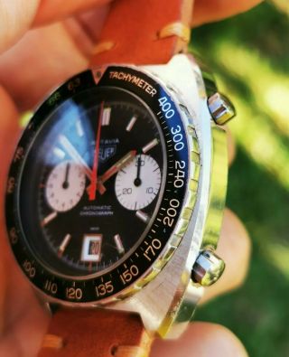 Heuer Autavia 11630 Chronograph Vintage Cal 12 Diver Non V Swiss Mens Wristwatch 4