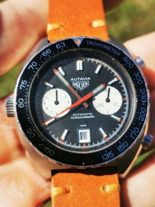 Heuer Autavia 11630 Chronograph Vintage Cal 12 Diver Non V Swiss Mens Wristwatch 5