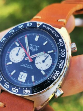 Heuer Autavia 11630 Chronograph Vintage Cal 12 Diver Non V Swiss Mens Wristwatch 6