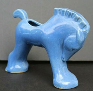 Vtg Mcm California Ca Pottery - Blue Trojan Horse Animal Figurine Vase 222