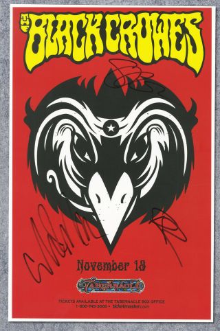 The Black Crowes Autographed Gig Poster Steve Gorman,  Chris & Rich Robinson