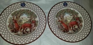 Royal Stafford English Pottery Fox Harvest Woodland 11 " Dinner Plates Set Of 2