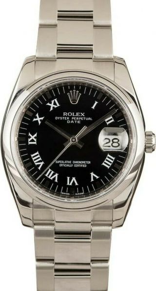 Rolex Date 115200 Black Index Dial Oyster Band 34mm Box & Papers Year 2019