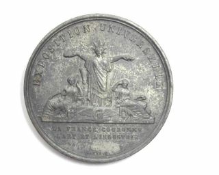 PARIS EXPOSITION 1855 PALACE OF INDUSTRY TIN MEDAL 17.  4G,  36.  5MM NAPOLEON III 2