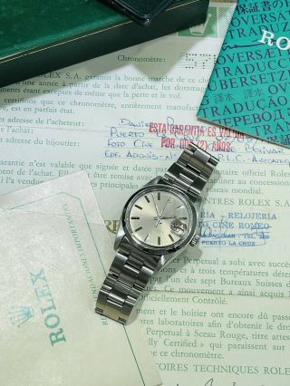 ROLEX DATE VINTAGE REF.  1500 MENS 34MM STAINLESS STEEL WATCH W/ BOX & PAPERS 2