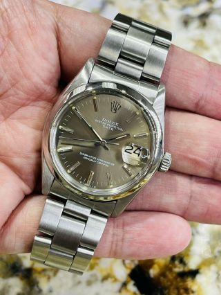 ROLEX DATE VINTAGE REF.  1500 MENS 34MM STAINLESS STEEL WATCH W/ BOX & PAPERS 6