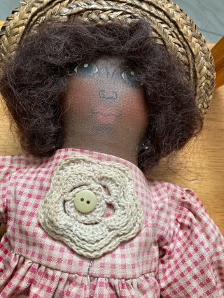 Vintage Rag Doll African American Handmade Folk Art Cloth 20 
