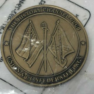 History Channel Club Union Confederate Flags Token Coin Collectors Medallion