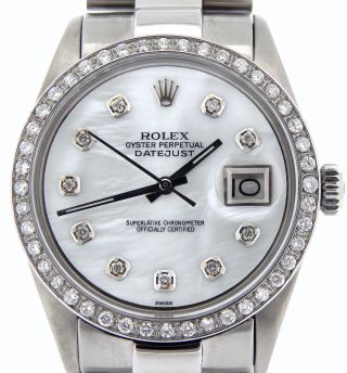 Rolex Datejust Men Stainless Steel White Mop Diamond W/ President Style Bracelet