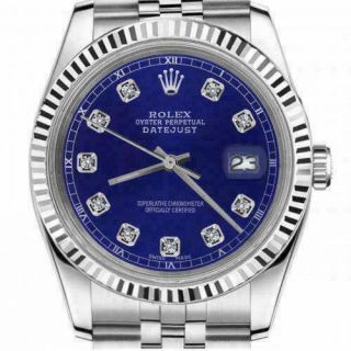 Rolex 26mm Datejust Stainless Steel Blue Diamond Dial Ladies Stainless Steel