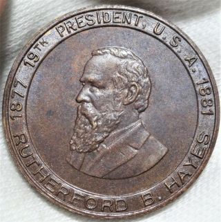 1877 - 1881 19th President Usa Rutherford B Hayes Medal Token Ohio Political