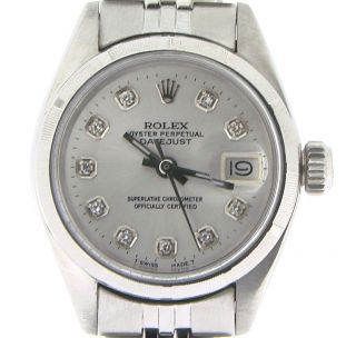 Rolex Datejust Ladies Stainless Steel Watch Jubilee Bracelet Silver Diamond Dial
