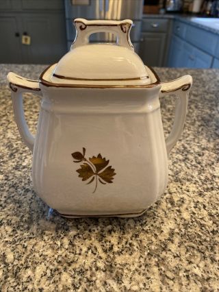 Antique Royal Ironstone Alfred Meakin Tea Leaf Sugar Bowl Or Tea Caddy