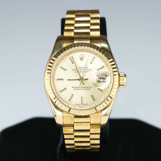 Ladies Rolex 18k Gold Oyster Perpetual Datejust President 26mm 69178 Watch