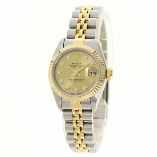Rolex Datejust 10p Diamond Watches 69173g Stainless Steel/ssx18k Yellow Gold.