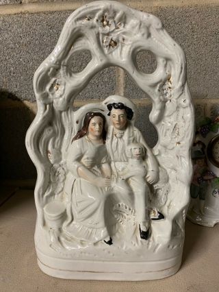 Antique 19th Century Staffordshire - Ish English Ceramic Figurine Couple