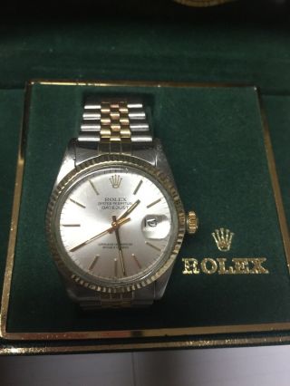 Rolex Datejust Mens Ss Stainless Steel & 18k Gold Jubilee Silver Dial 1601