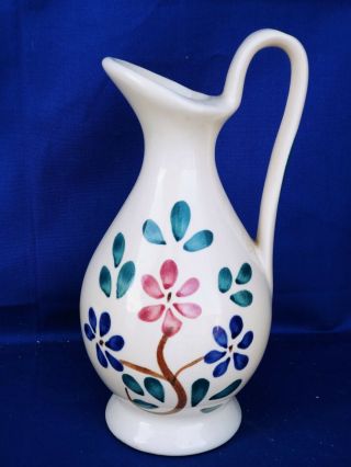 Vintage Purinton Pinwheel Floral Pitcher Vase Pottery Handpainted Unique ❤️j8