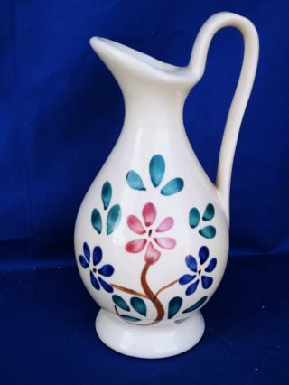 Vintage Purinton Pinwheel Floral Pitcher Vase Pottery Handpainted UNIQUE ❤️J8 2