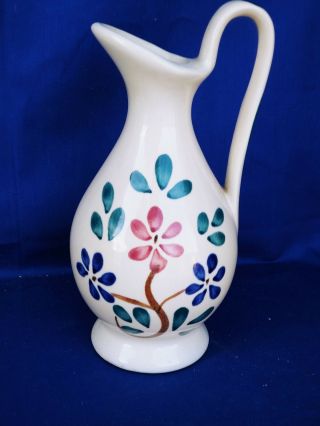 Vintage Purinton Pinwheel Floral Pitcher Vase Pottery Handpainted UNIQUE ❤️J8 3