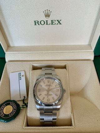 Rolex Oyster Perpetual 114200 Silver Dial Stainless Steel Men 