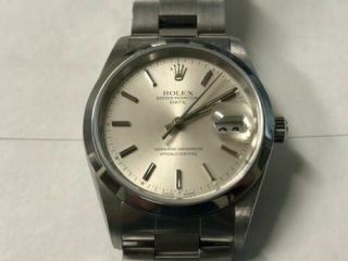Rolex Date 15200 Silver Index Dial Stainless Steel 34mm Mens Oyster Circa 2000