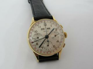 Gallet Multichron Vintage 14k Gold Triple Date Chronograph Valjoux 72 C