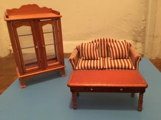 Melissa And Doug Dollhouse Furniture:living Room Sofa,  Coffee Table,  Curio Cabinet