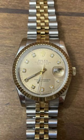Authentic Vtg Men’s Rolex Oyster Perpetual Datejust 18k Gold & Stainless 2 Tone