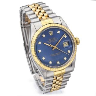 Vintage 1986 Rolex Datejust Diamond Dial 18K/SS Men ' s Date Watch Ref.  16013 3