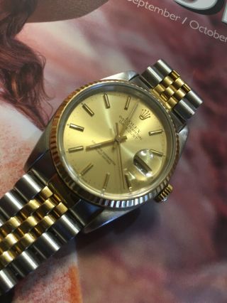 Rolex Datejust Mens 2Tone 18K Gold Stainless Steel Champagne Jubilee 16013 6