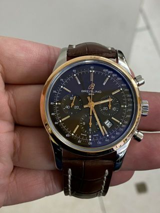 Breitling Transocean Chronograph Ub0152 43mm Ss/18k Rose Gold Stainless