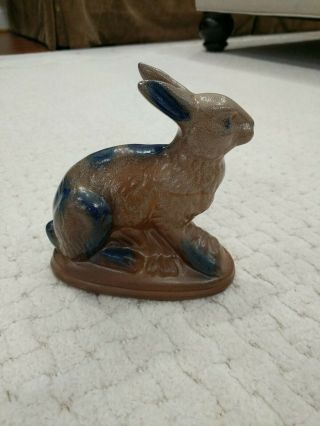 Bbp Beaumont Brothers Pottery Salt Glazed Easter Bunny Rabbit Cobalt/gray 5.  5 "
