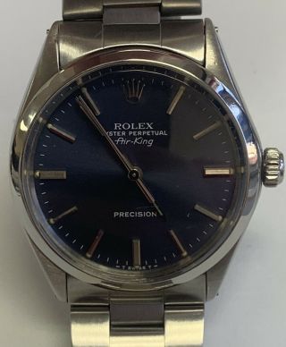 1974 Rolex Air King Ref.  1005 Oyster Perpetual Blue Dial Stainless Steel Watch