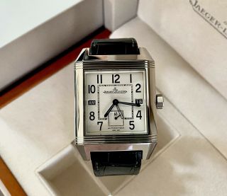 JAEGER LECOULTRE REVERSO SQUADRA HOME TIME GMT STEEL WATCH - 35 41mm - BOX/PAPERS - 2