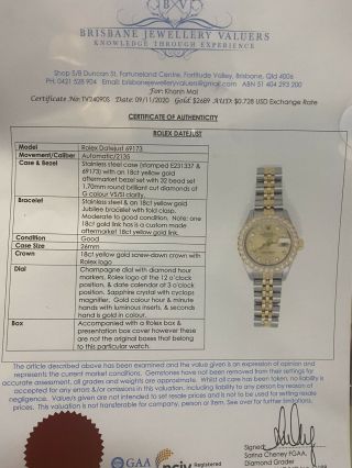 Authentic Rolex Datejust Ladies Watch 26mm Factory Diamond Dial 18K Gold 2