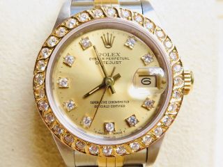 Authentic Rolex Datejust Ladies Watch 26mm Factory Diamond Dial 18K Gold 3