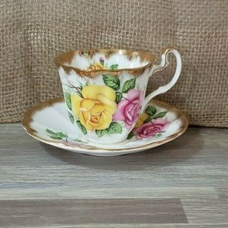 Vintage Adderley Floral Fine Bone China England Tea Cup & Saucer ' ed H8631 2